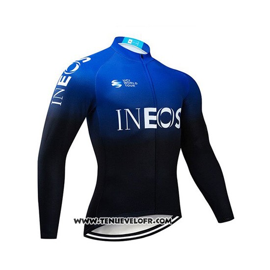 2019 Maillot Ciclismo Castelli Ineos Noir Bleu Manches Longues et Cuissard